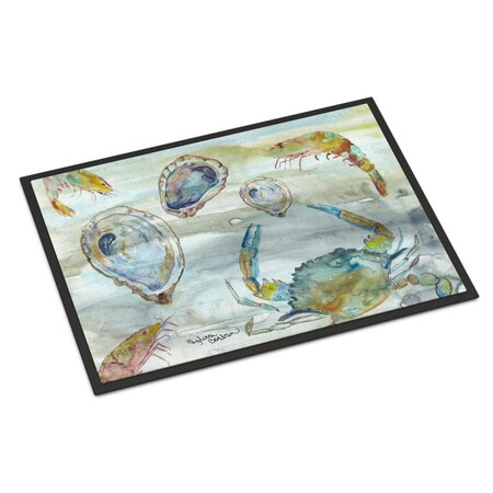 Carolines Treasures 18 x 27 in. CrabShrimp & Oyster Watercolor Indoor or Outdoor Mat SC2010MAT